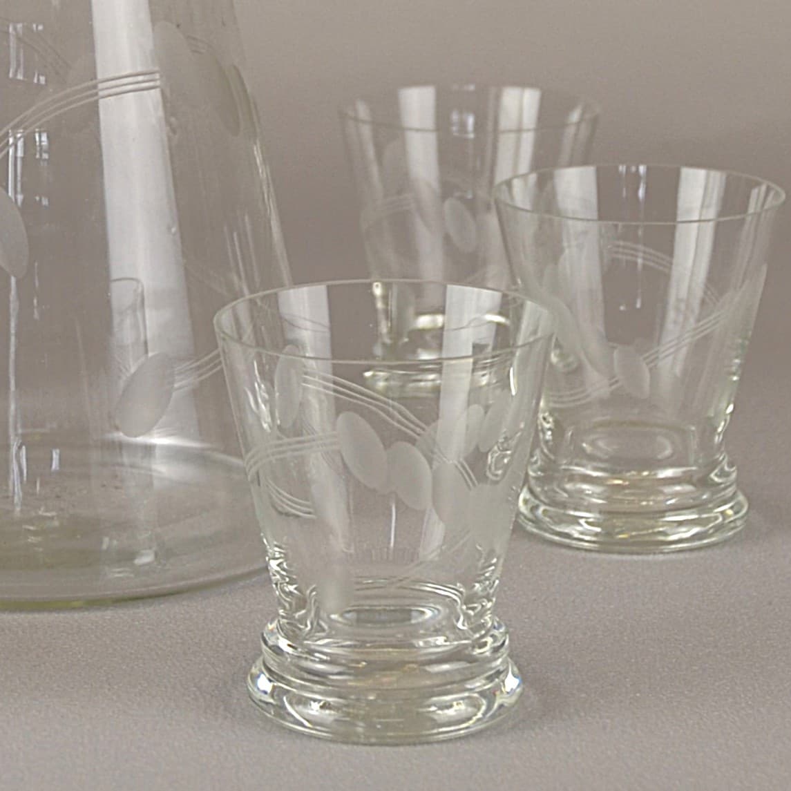 Zestaw karafka ze szklankami, Art déco, szkło transparentne, lata 30. - 560