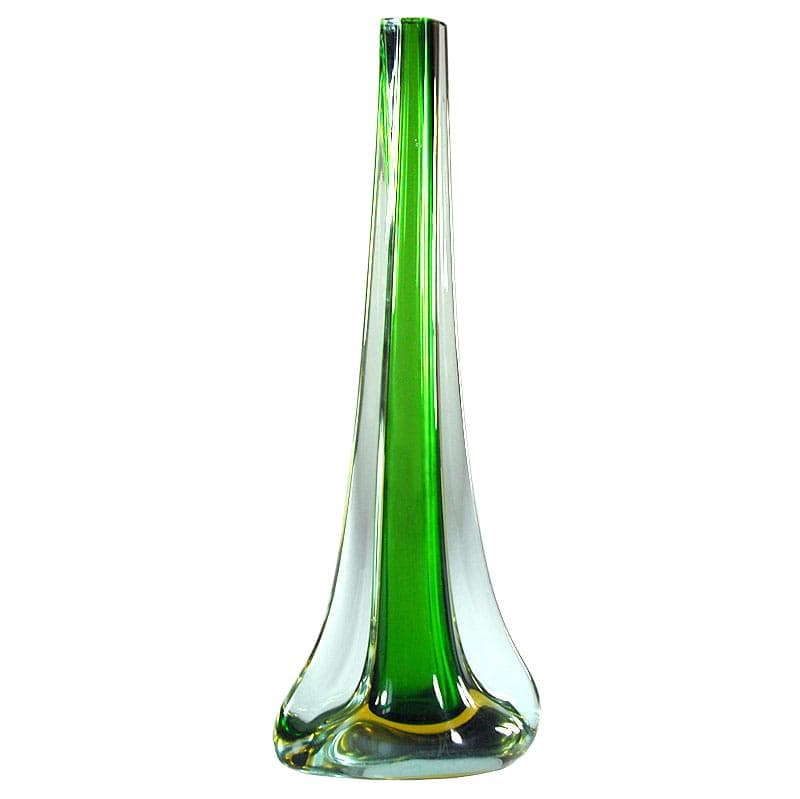 Szmaragdowozielony wazon sommerso, Seguso, Włochy, lata 60.