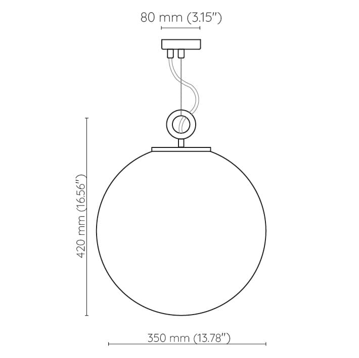 Lampa wisząca z pierścieniem Biała Kula 350 szkło, nikiel, Embassy Interiors - 76144
