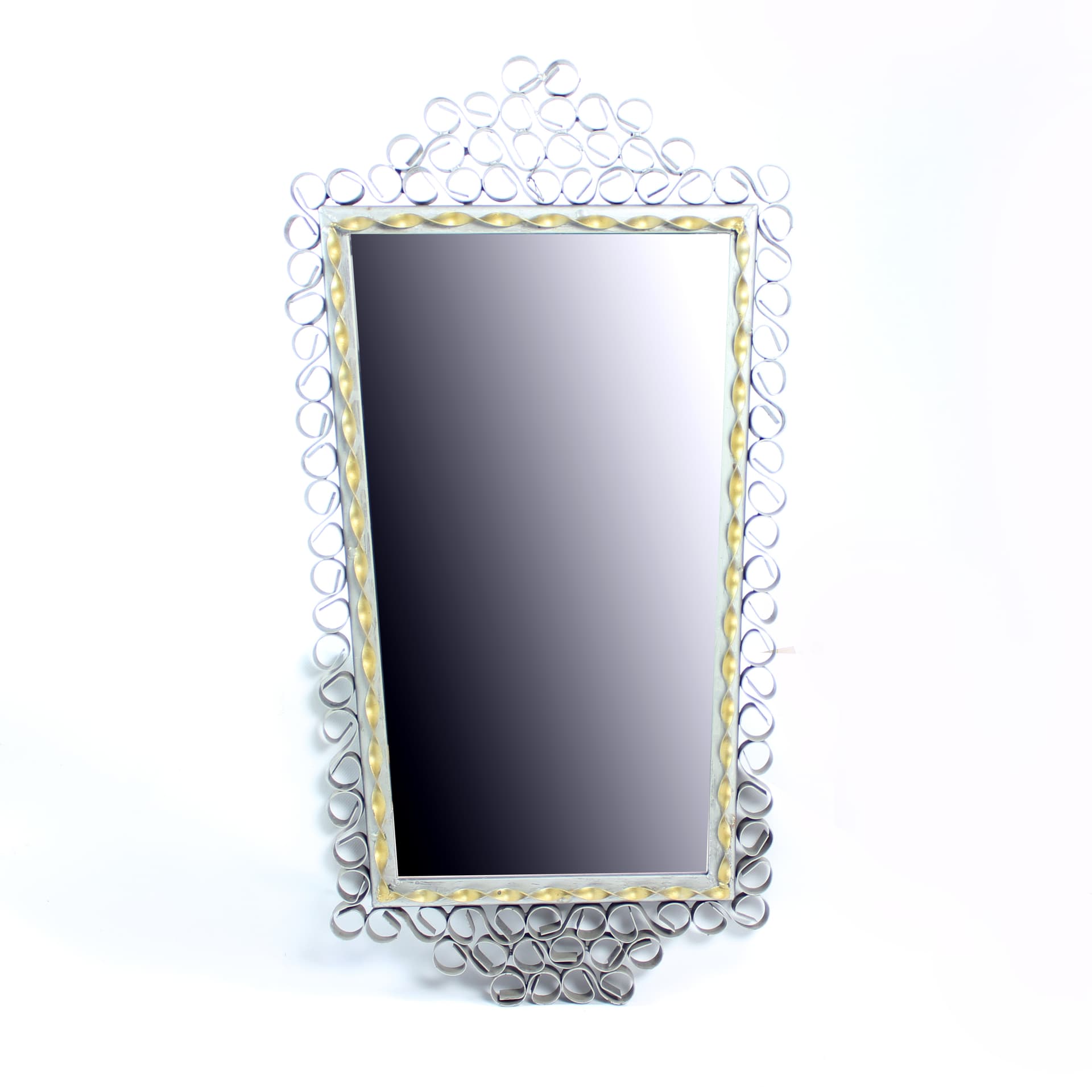 Wall mirror, silver metal, Czechoslovakia, 1960s. - 90837