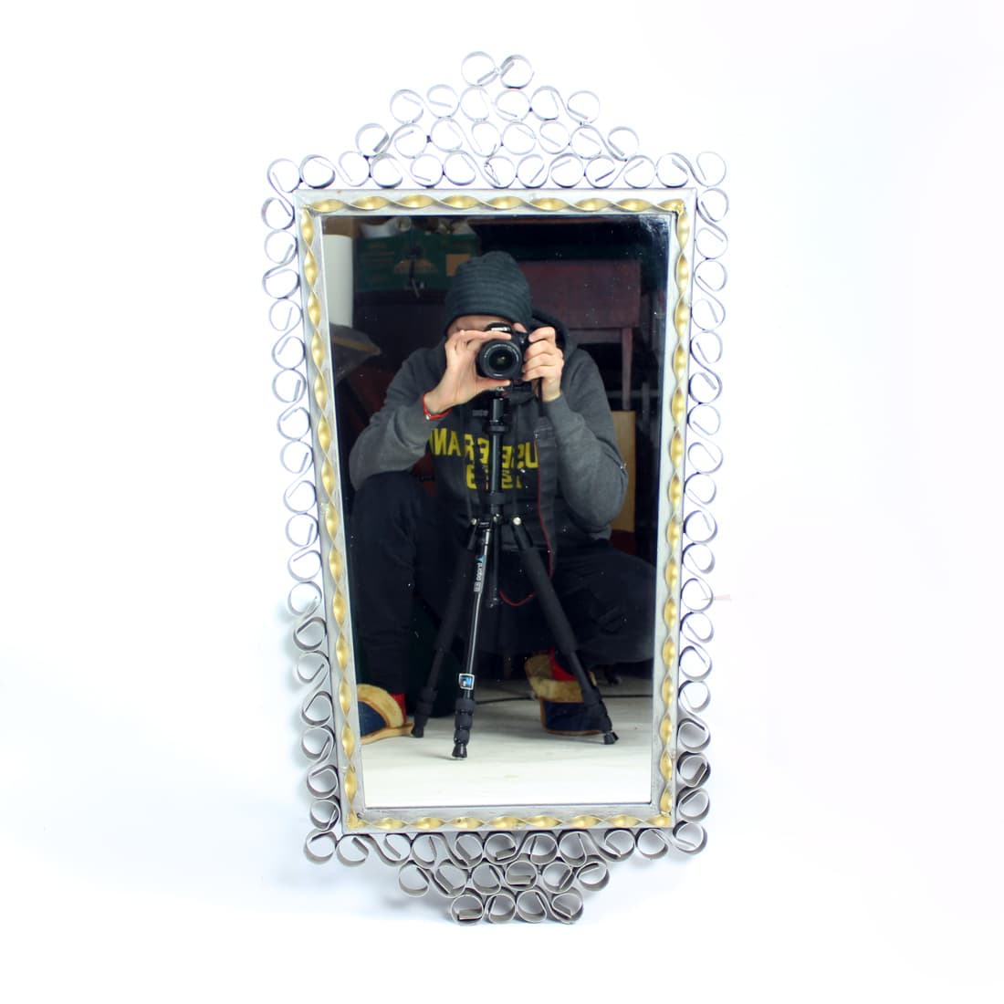 Wall mirror, silver metal, Czechoslovakia, 1960s. - 90845