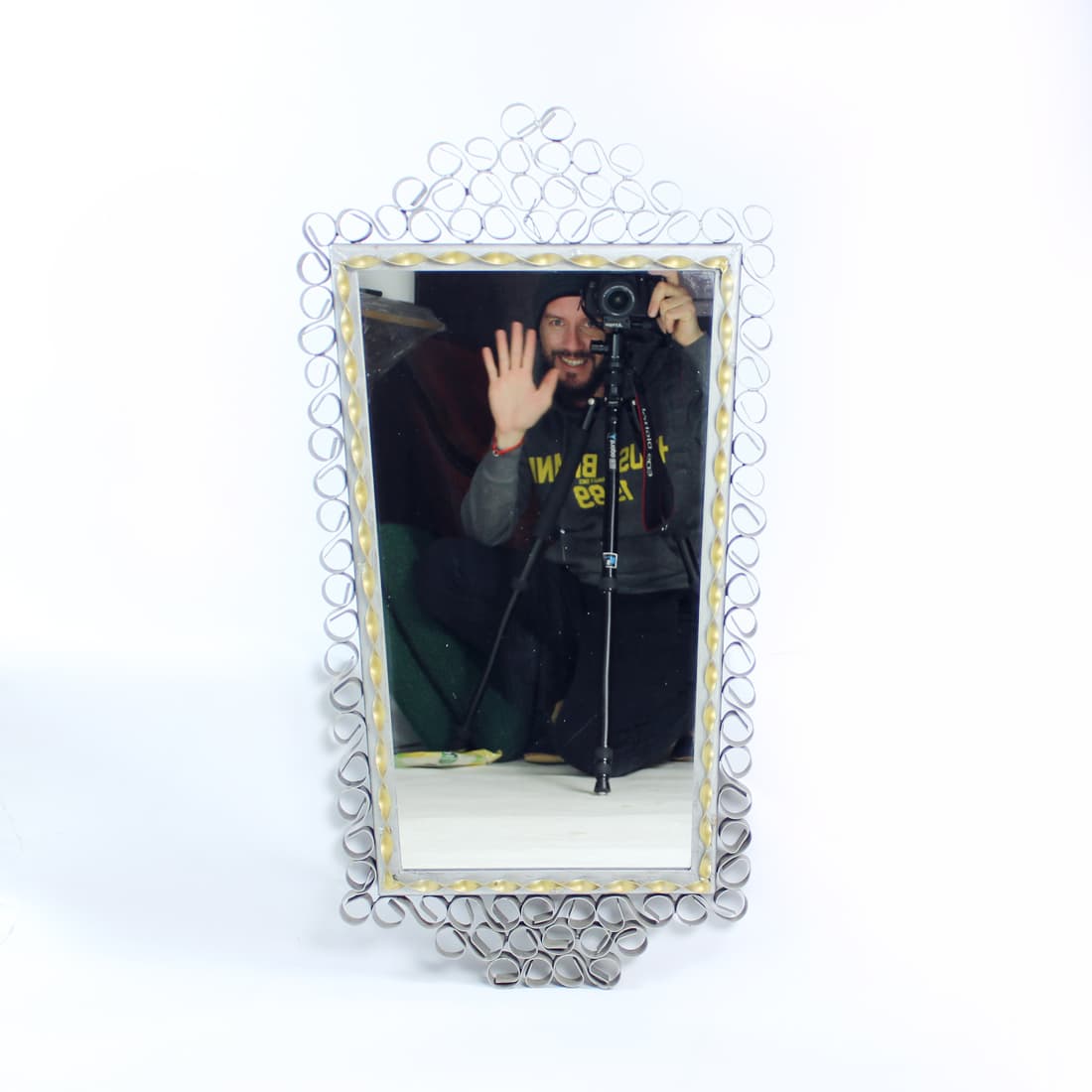 Wall mirror, silver metal, Czechoslovakia, 1960s. - 90838