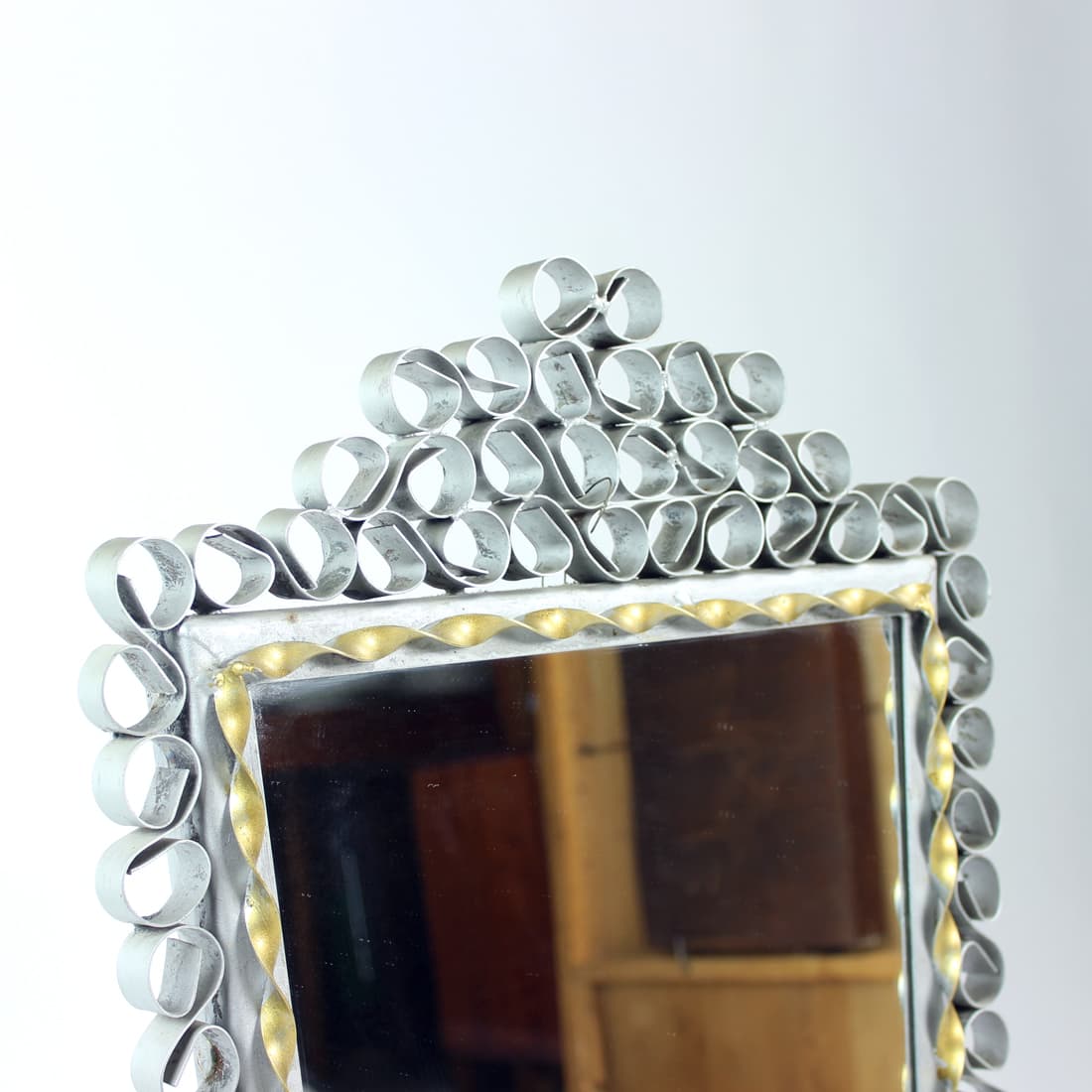 Wall mirror, silver metal, Czechoslovakia, 1960s. - 90841