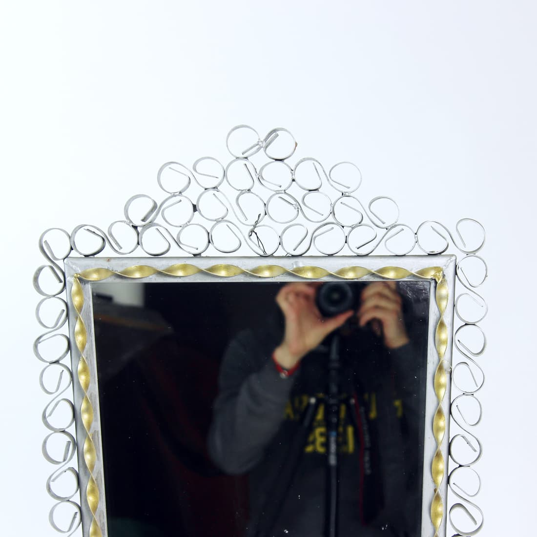Wall mirror, silver metal, Czechoslovakia, 1960s. - 90839