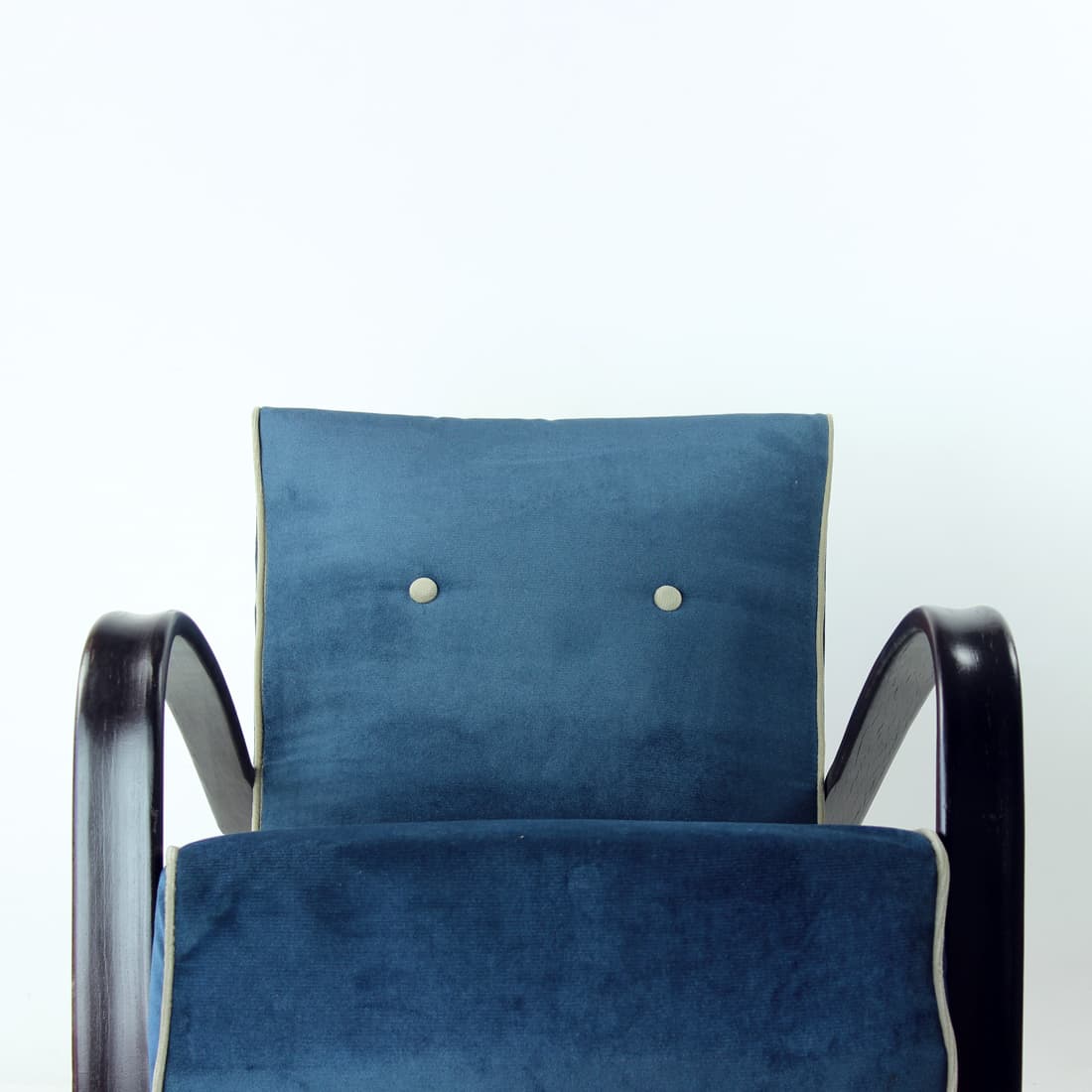 Armchair H-269, blue velvet, dark ash, by J. Halabala, UP Závody, Czechoslovakia, 1920s. - 91472