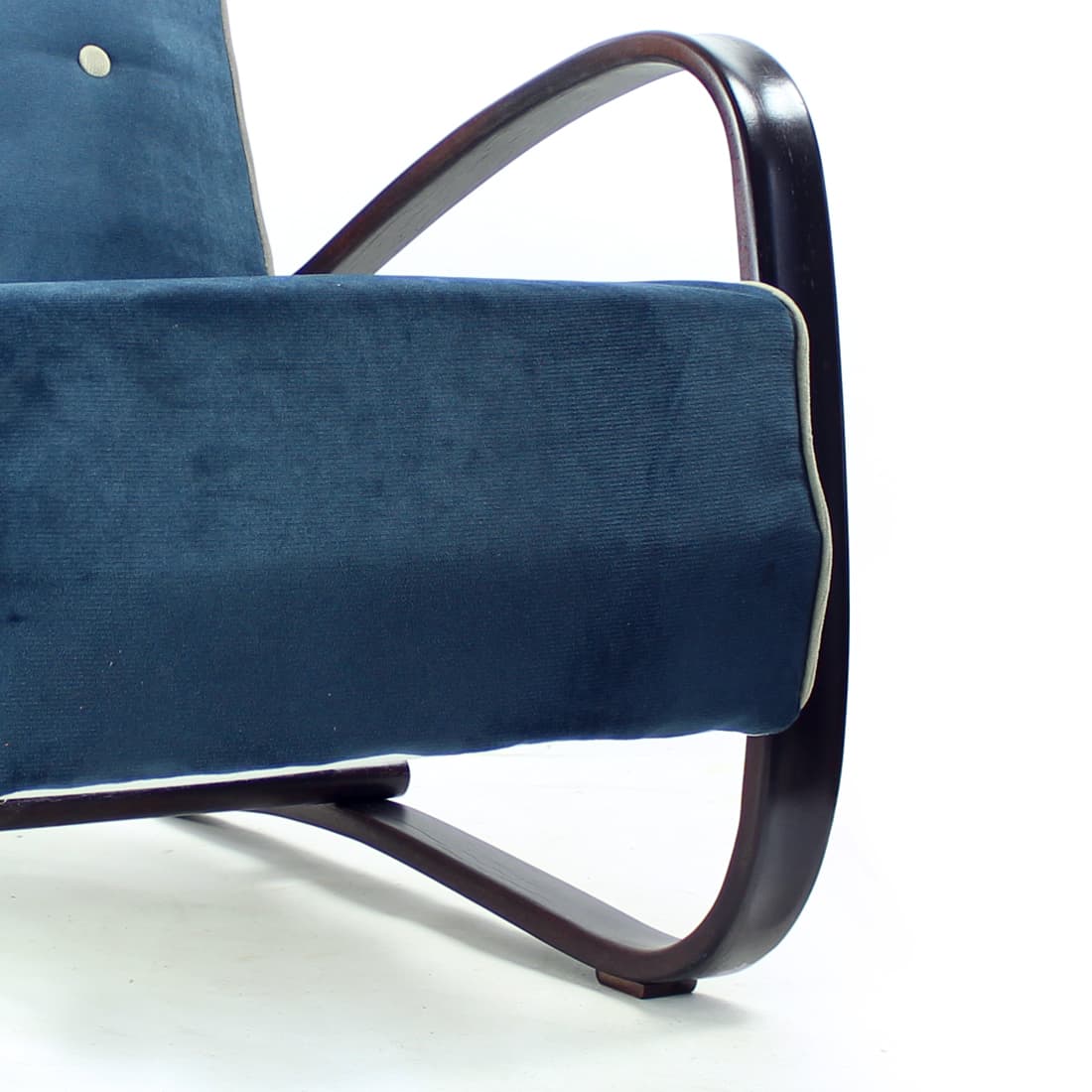 Armchair H-269, blue velvet, dark ash, by J. Halabala, UP Závody, Czechoslovakia, 1920s. - 76512