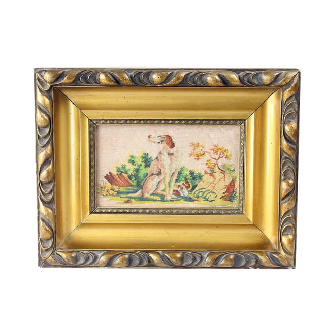 Haft dekoracyjny, multikolor, tkanina, drewno, Czechosłowacja, lata 20. - WYMIARY