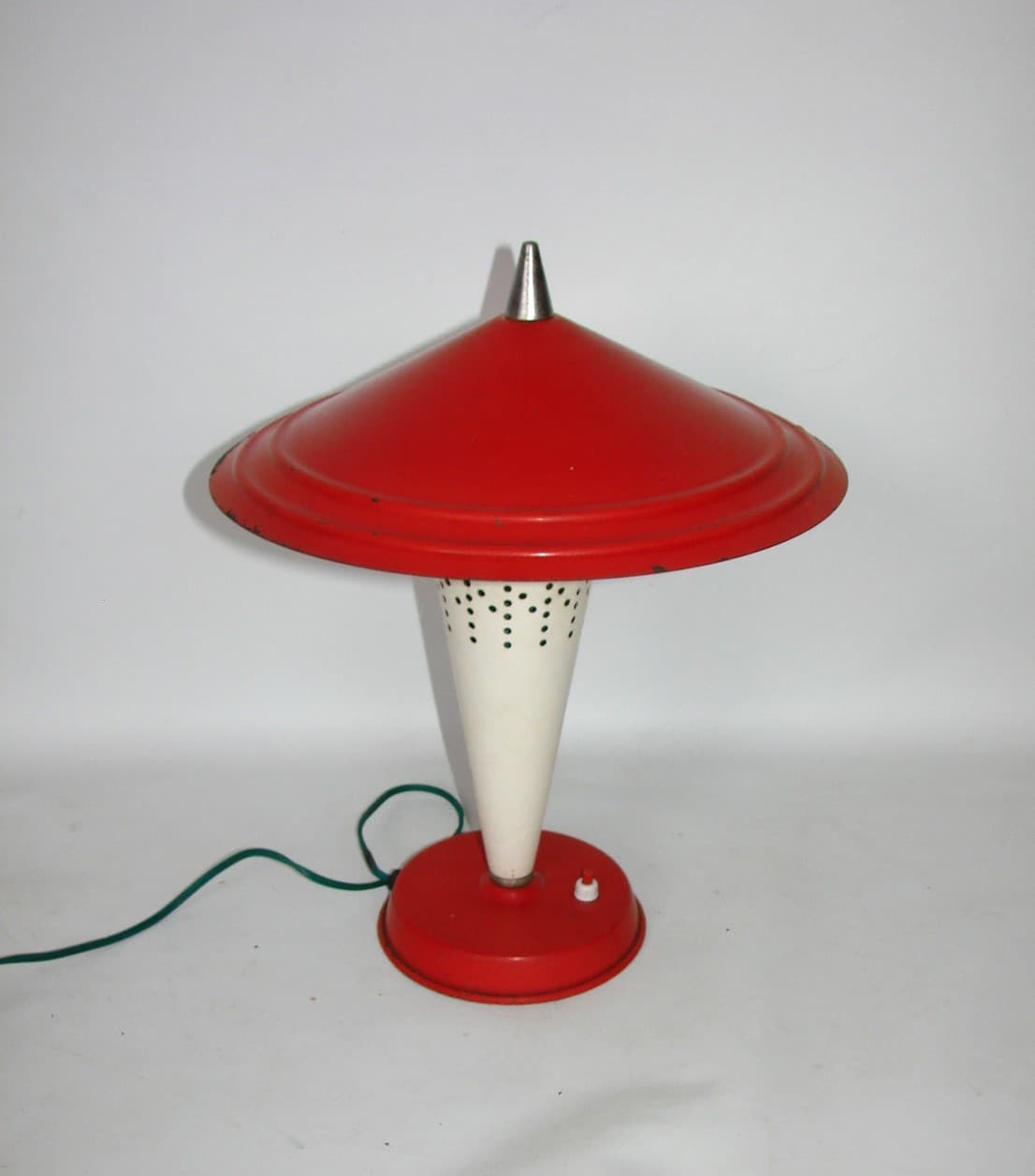 Table lamp mushroom, red metal, Poland, 1960s. - 77270