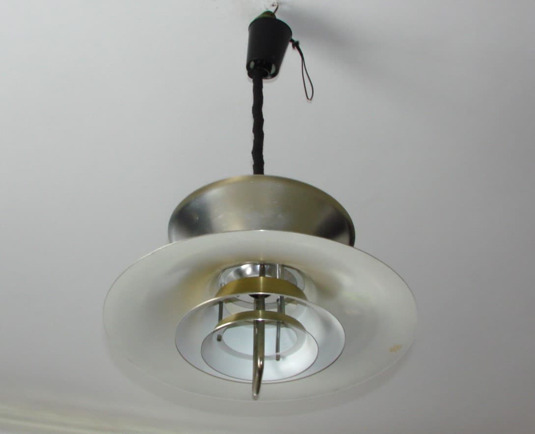 Pendant lamp, golden aluminium, Denmark, 1970s. - 77296