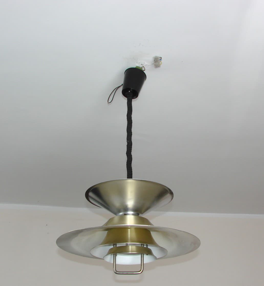 Pendant lamp, golden aluminium, Denmark, 1970s. - 77298