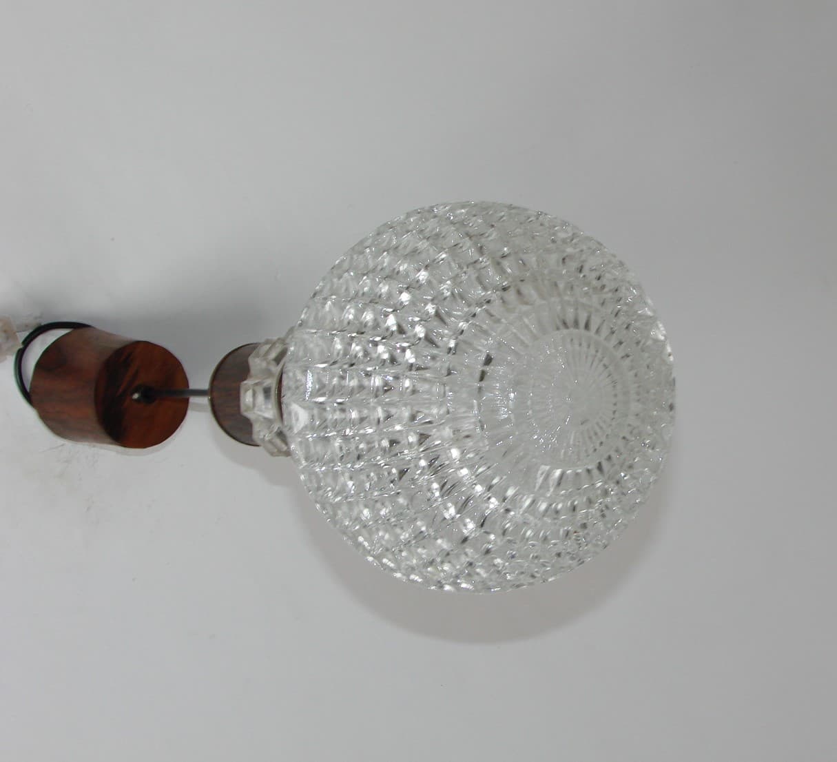 Pendant lamp, brown rosewood, clear glass, metal, 1960s - 77304