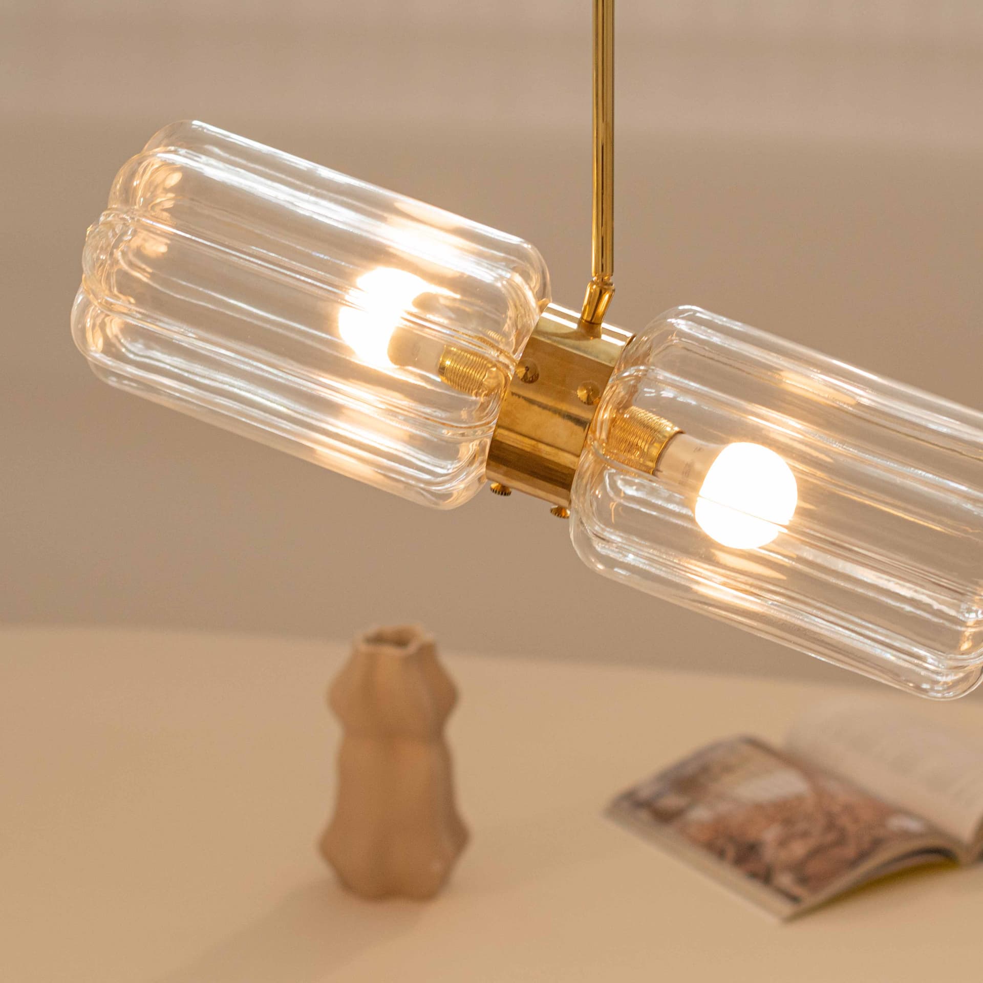 Lampa wisząca podwójna Deco szło jasne, mosiądz, Embassy Interiors - 77457