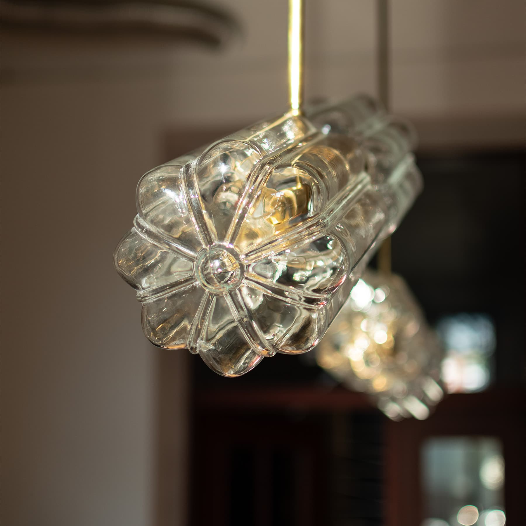 Lampa wisząca podwójna Deco szło jasne, mosiądz, Embassy Interiors - 83658