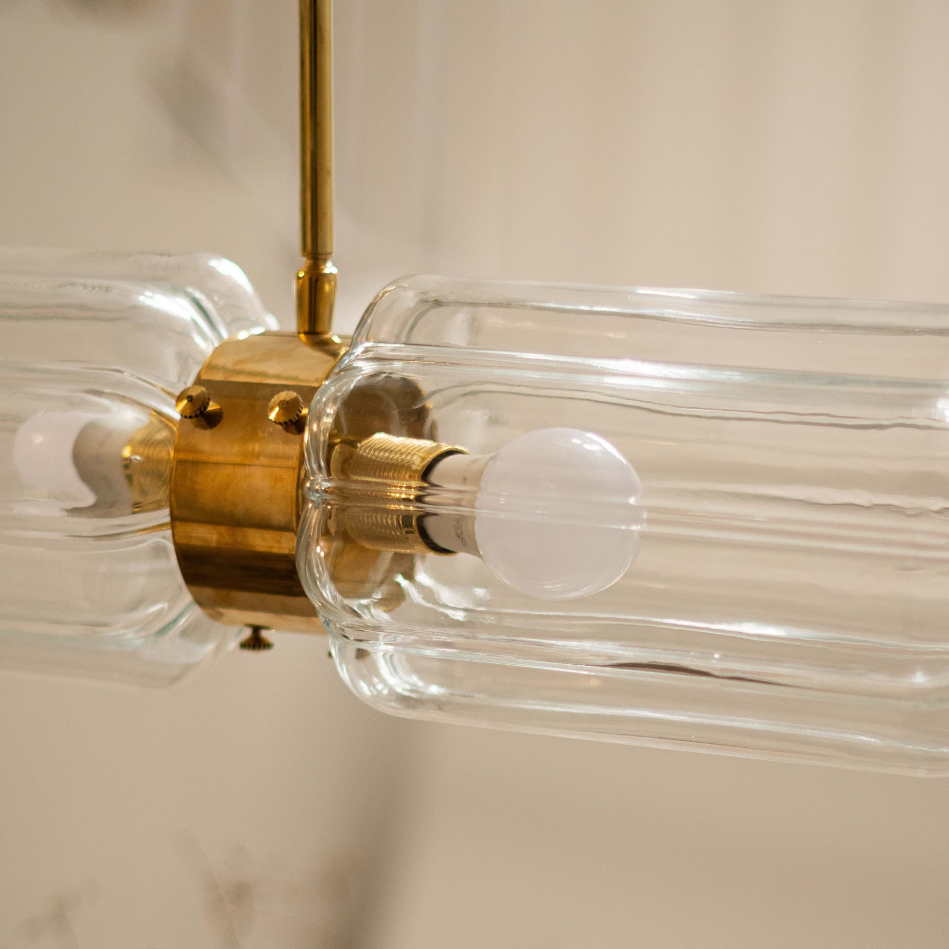 Lampa wisząca podwójna Deco szło jasne, mosiądz, Embassy Interiors - 77454