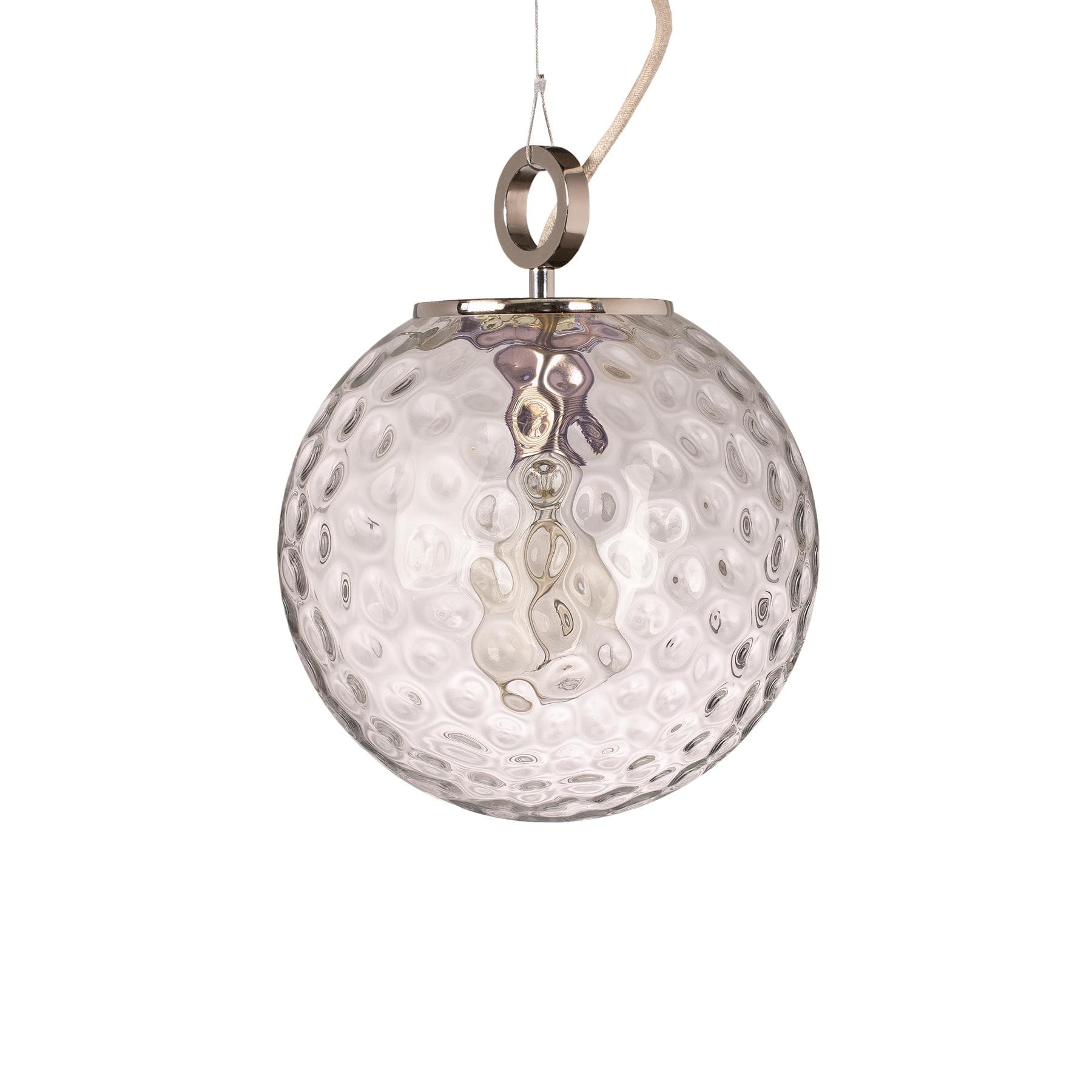 Lampa wisząca z pierścieniem Kula Refleksyjna 250 szkło, nikiel, Embassy Interiors