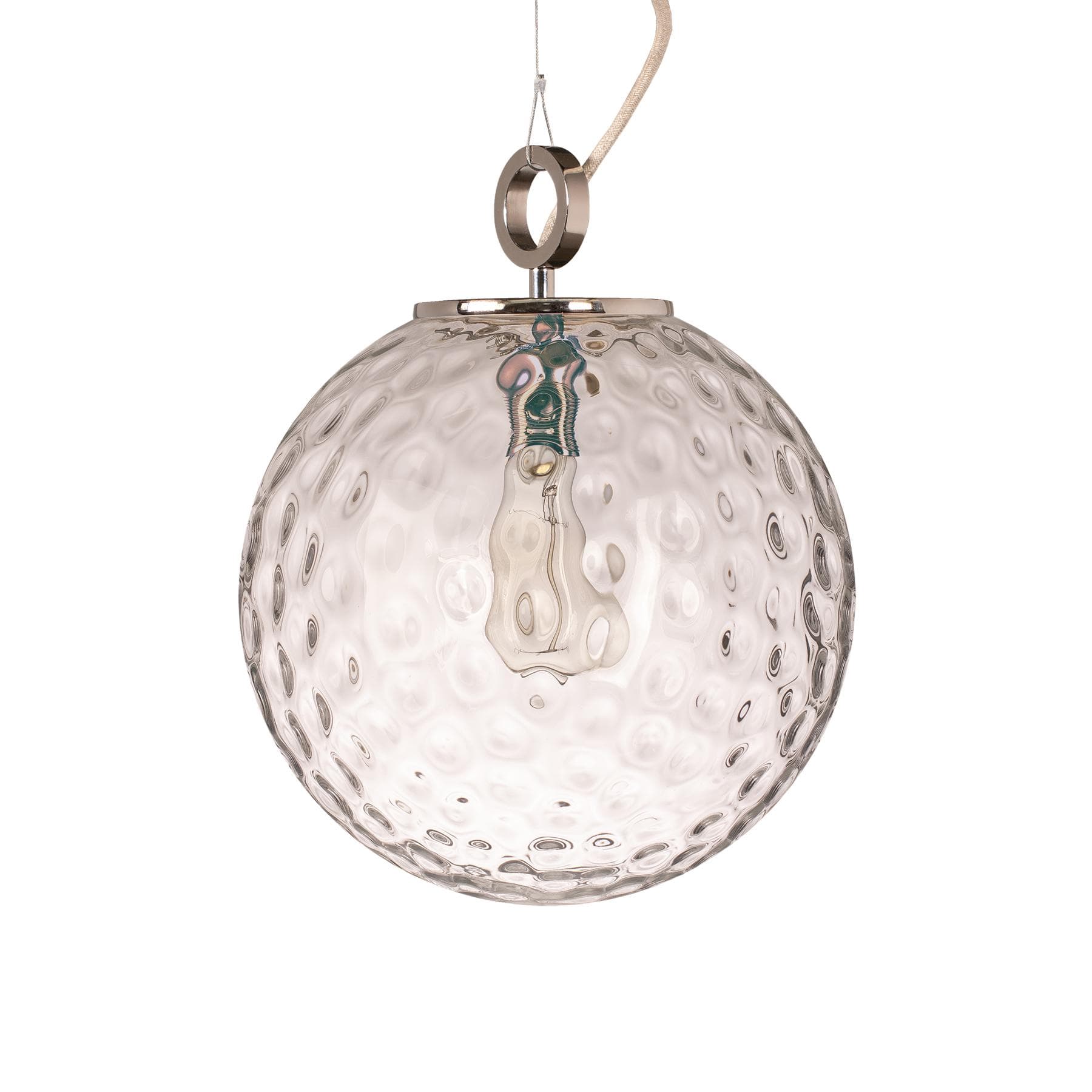 Lampa wisząca z pierścieniem Kula Refleksyjna 300 szkło, nikiel, Embassy Interiors