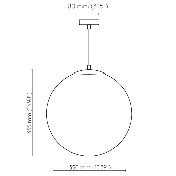 Lampa wisząca Biała Kula 350 szkło, mosiądz, Embassy Interiors - 89933