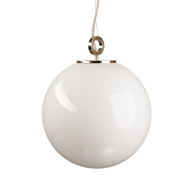 Lampa wisząca z pierścieniem Biała Kula 350 szkło, mosiądz, Embassy Interiors - WYMIARY