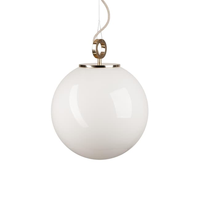 Lampa wisząca z pierścieniem Biała Kula 300 szkło, mosiądz, Embassy Interiors - WYMIARY