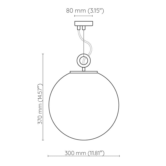 Lampa wisząca z pierścieniem Biała Kula 300 szkło, mosiądz, Embassy Interiors - 77365