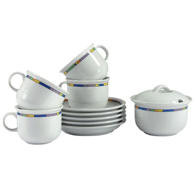 Śnieżnobiały komplet filiżanek z porcelany, Thomas Rosenthal, Niemcy, lata 90. - WYMIARY