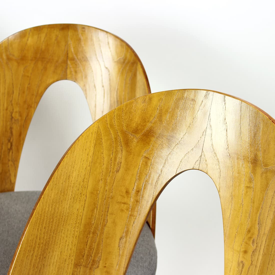 Set of four chairs, light grey, oak, by A. Šuman, Tatra Nabytok, Czechoslovakia, 1960s. - 90917