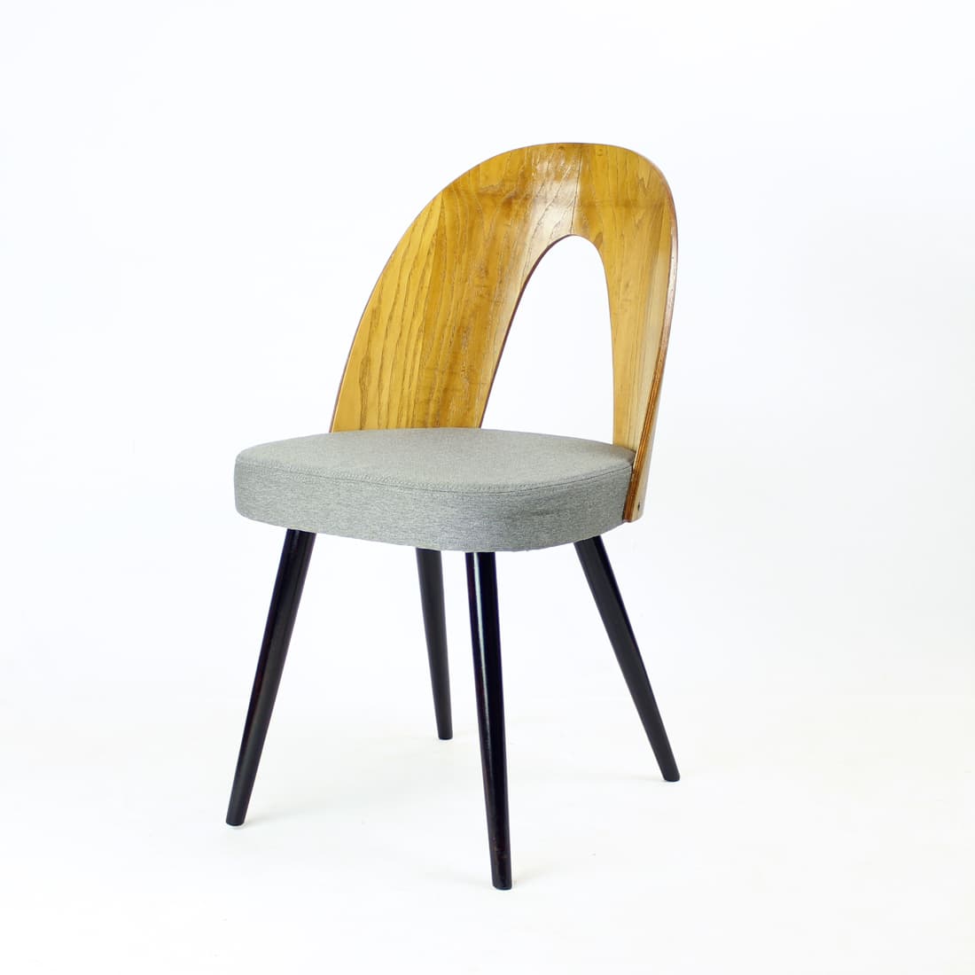 Set of four chairs, light grey, oak, by A. Šuman, Tatra Nabytok, Czechoslovakia, 1960s. - 90921