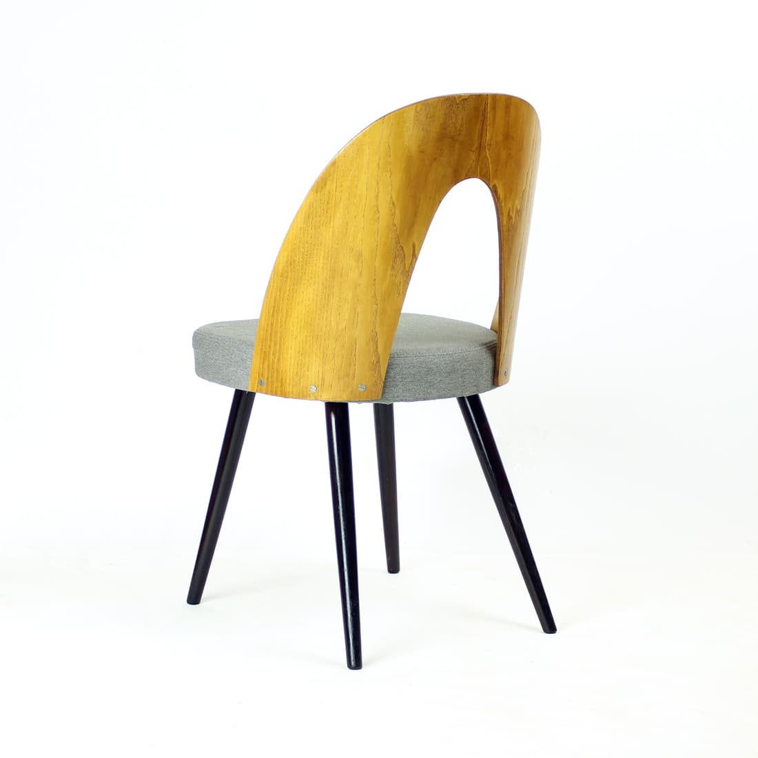Set of four chairs, light grey, oak, by A. Šuman, Tatra Nabytok, Czechoslovakia, 1960s. - 90923