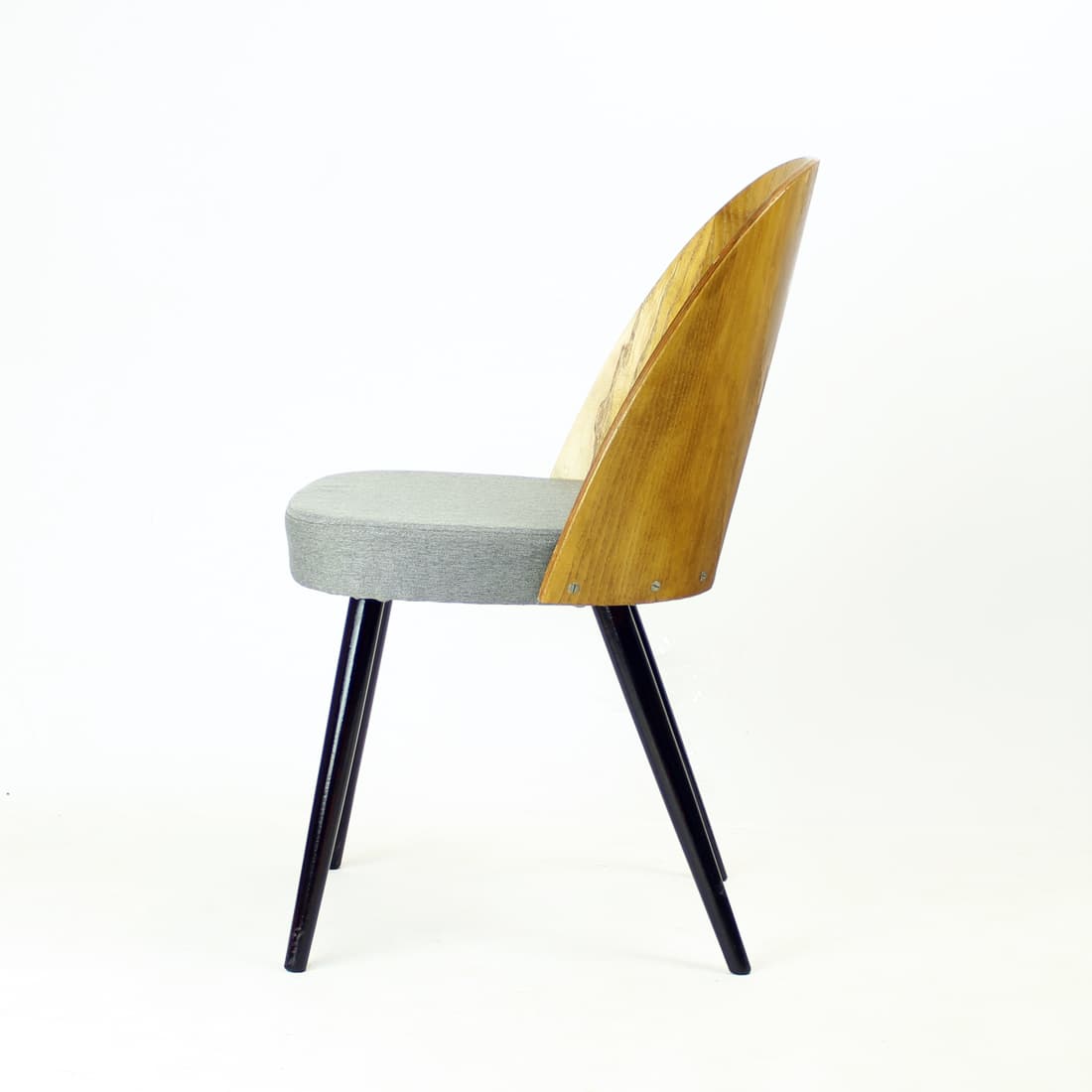 Set of four chairs, light grey, oak, by A. Šuman, Tatra Nabytok, Czechoslovakia, 1960s. - 90922