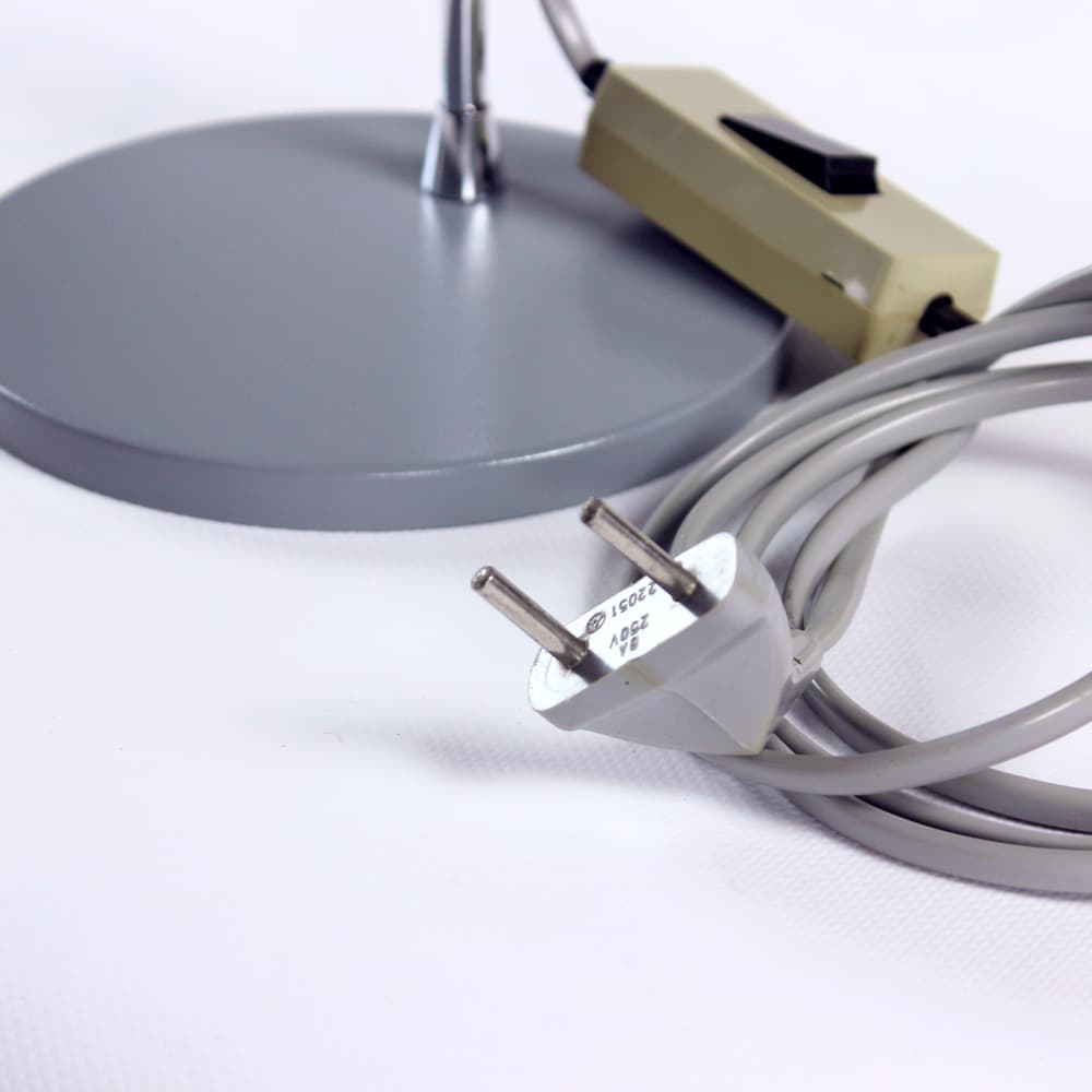 Lampa stołowa, szara chrom, metal, proj. J. Hurka, Czechosłowacja, lata 60. - 90959