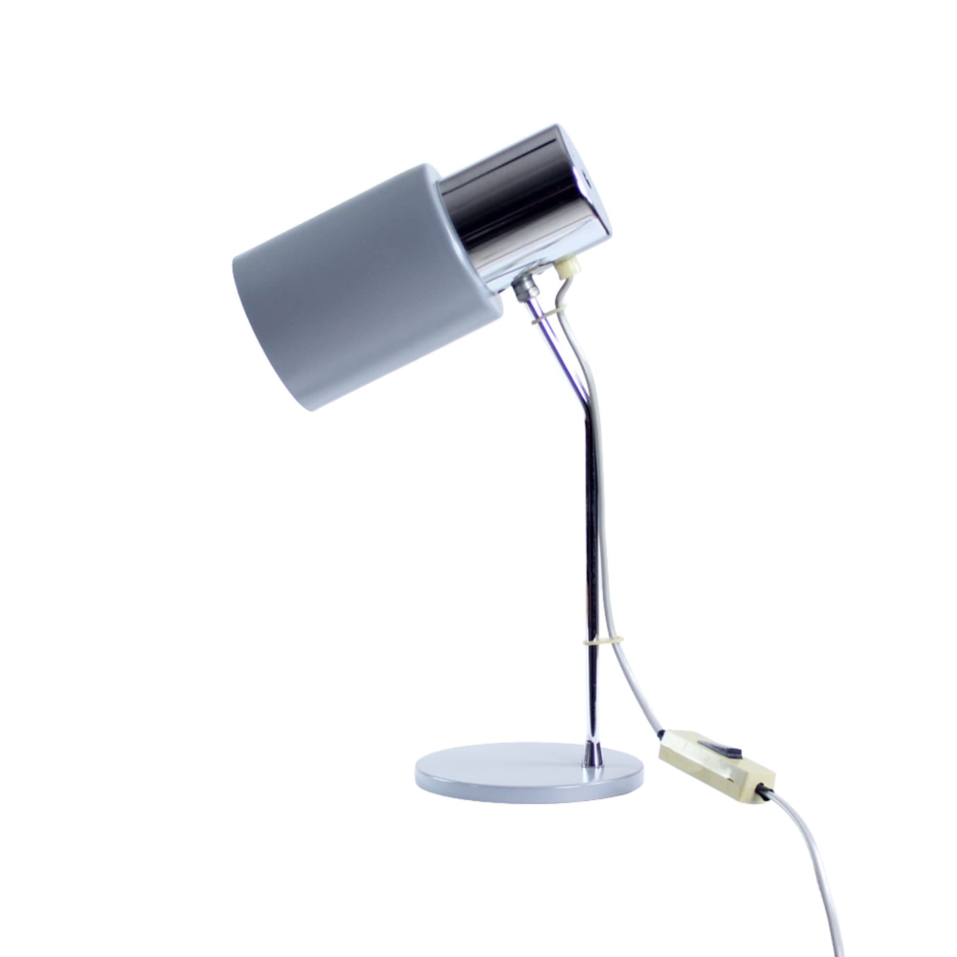 Lampa stołowa, szara chrom, metal, proj. J. Hurka, Czechosłowacja, lata 60. - 92368