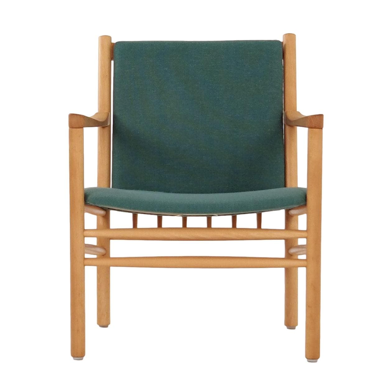 Armchair J147, green, beech, by E. O. Jørgensen, Denmark, 1970s.