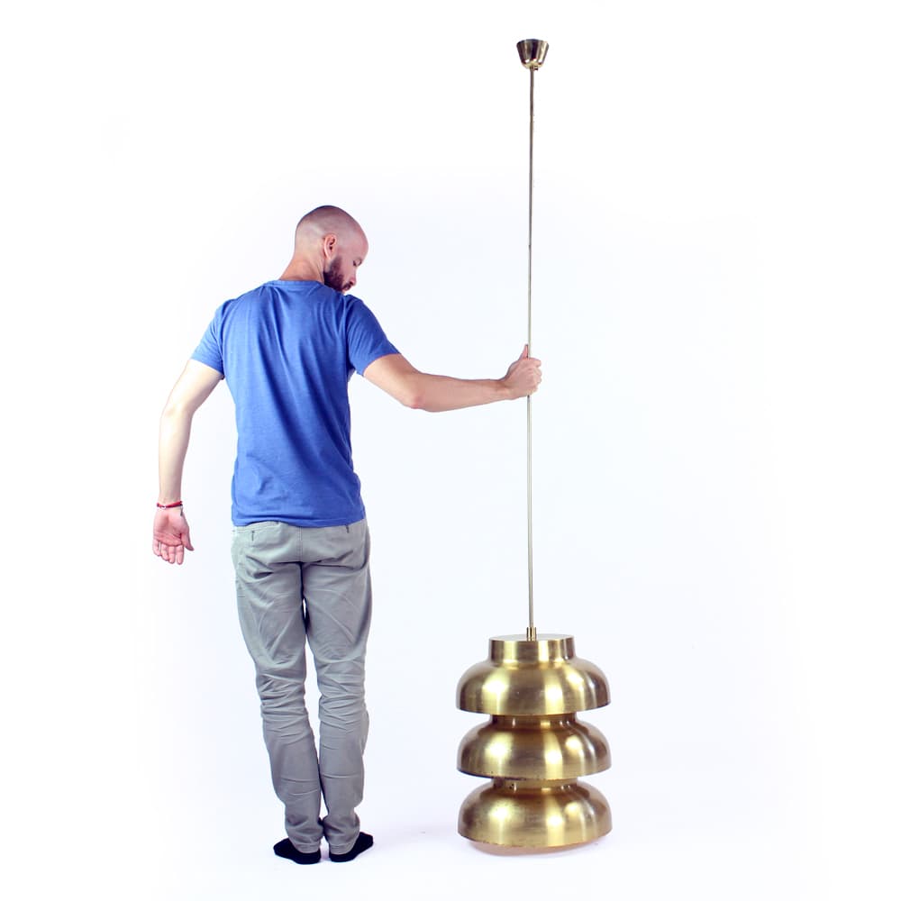 Ceiling lamp, golden brass, Czechoslovakia, 1960s. - 90994