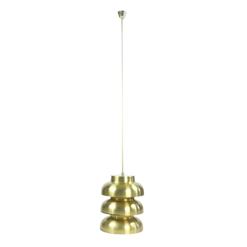 Ceiling lamp, golden brass, Czechoslovakia, 1960s.