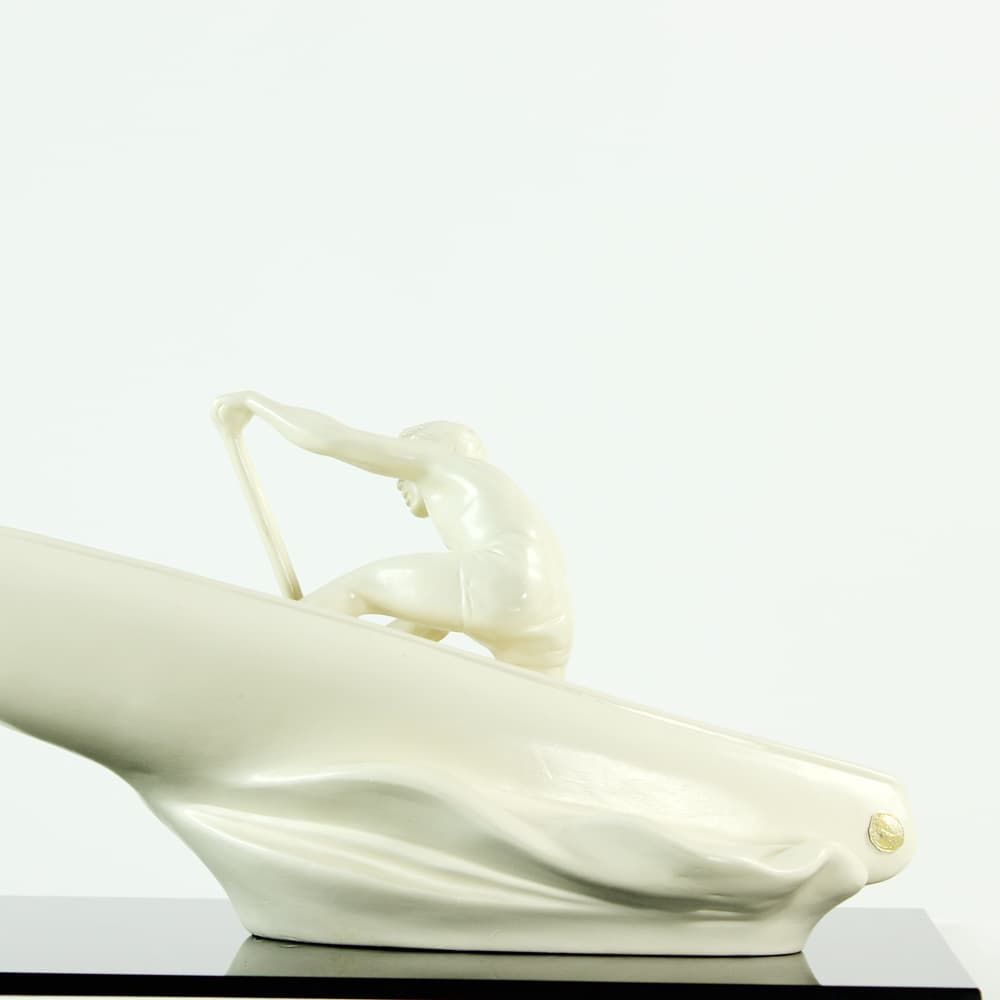 Rzeźba wioślarza, ivory white ceramika, Jihokera, Czechosłowacja, lata 60. - 91015