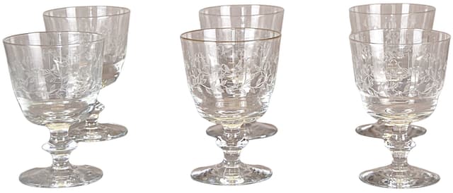 Zestaw sześciu kieliszków, przejrzysty kryształ, Francja, początek XX w. - WYMIARY