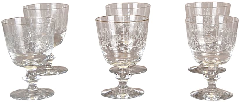 Zestaw sześciu kieliszków, przejrzysty kryształ, Francja, początek XX w.