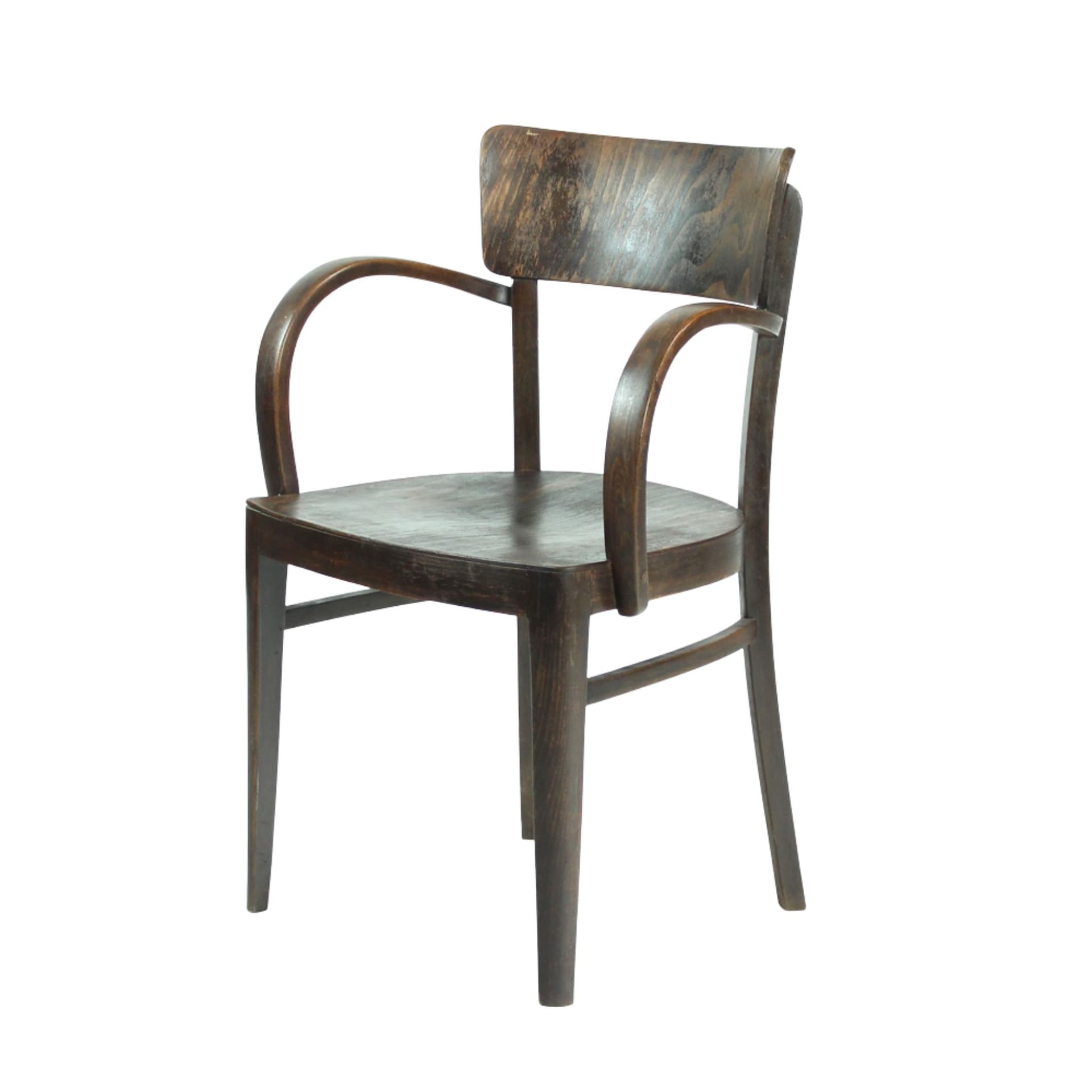 Krzesło, dąb ciemnobrązowy, Thonet, Czechosłowacja, lata 30. - 92371