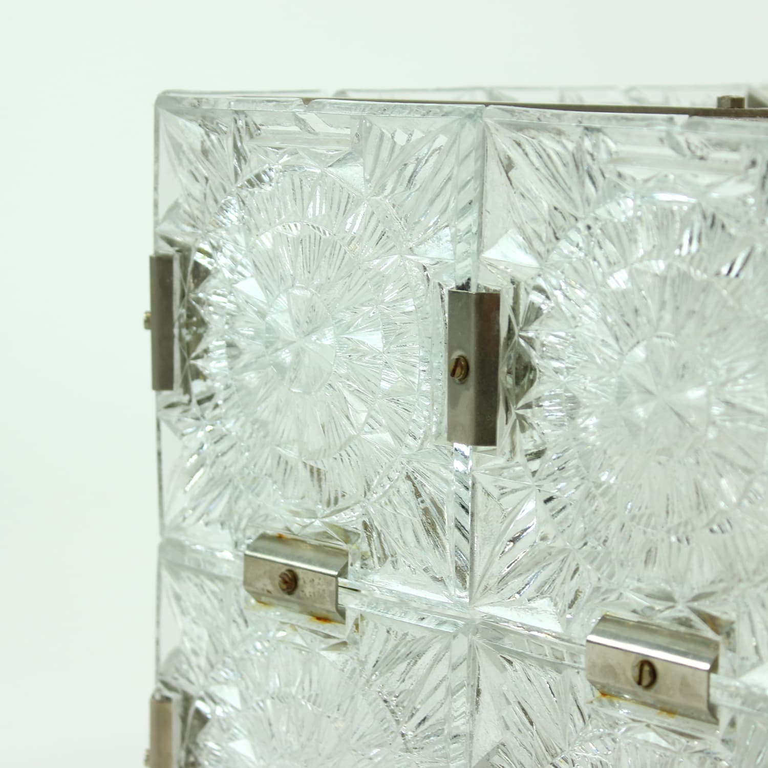 Pendant lamp cube, transparent glass, Kamenický Šenov, Czechoslovakia, 1970s. - 91034