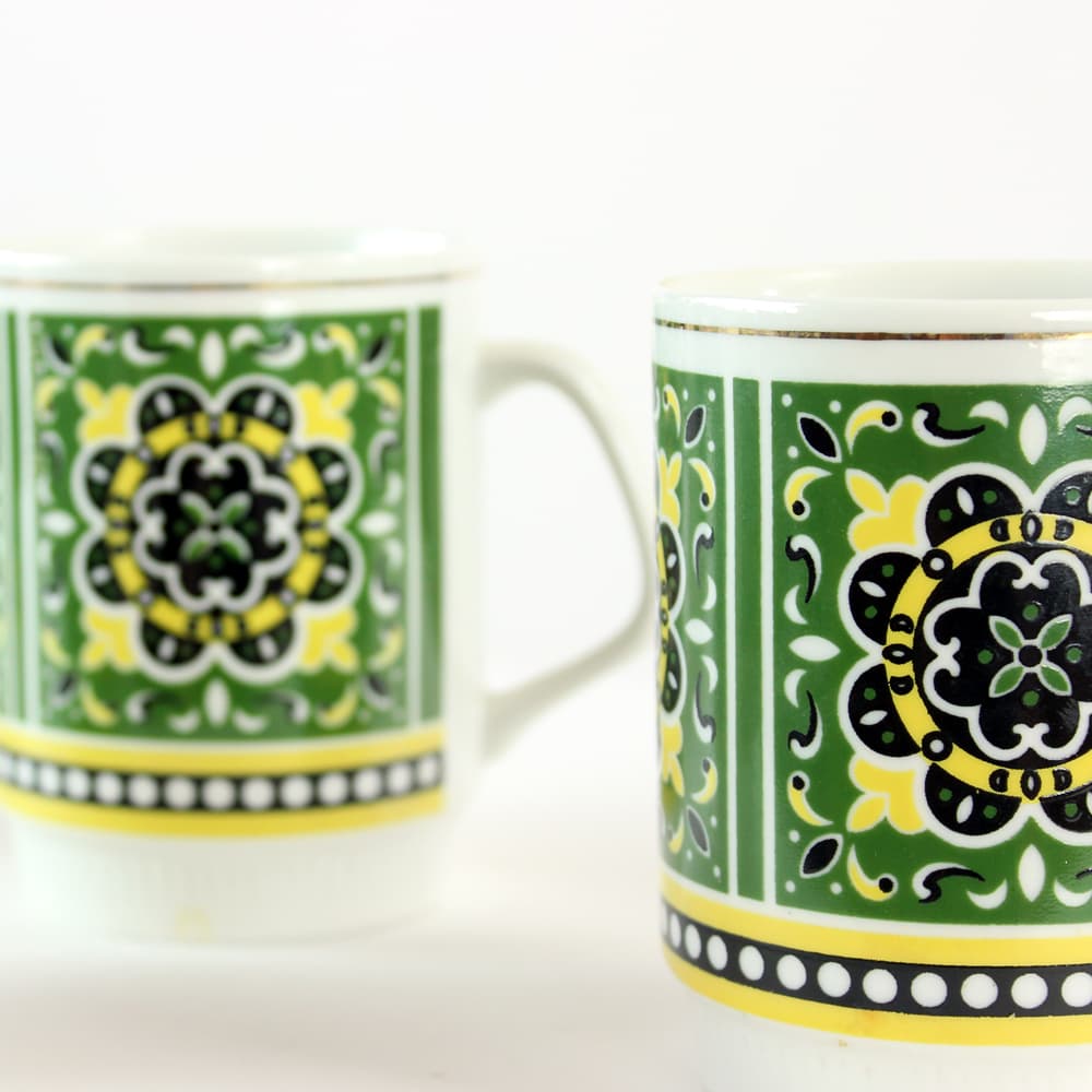 Set of geometric mugs, white porcelain, China, 1960s. - 91037