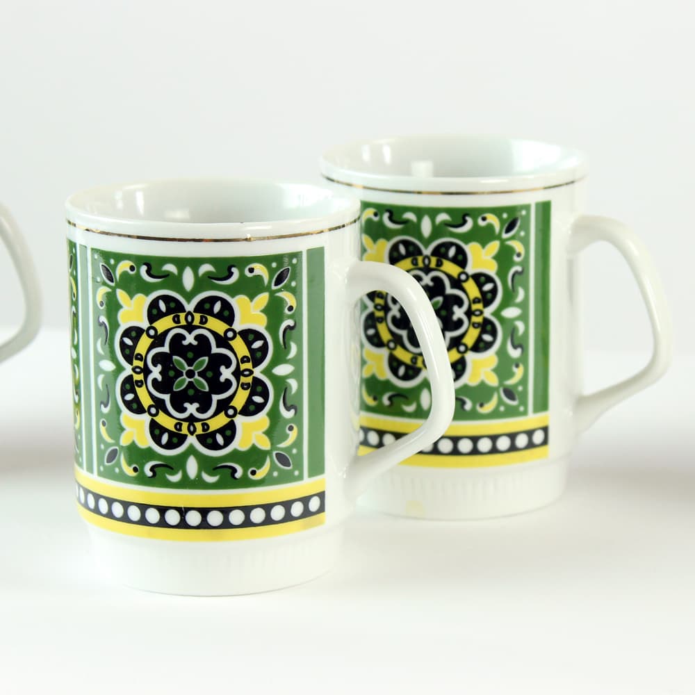Set of geometric mugs, white porcelain, China, 1960s. - 91039