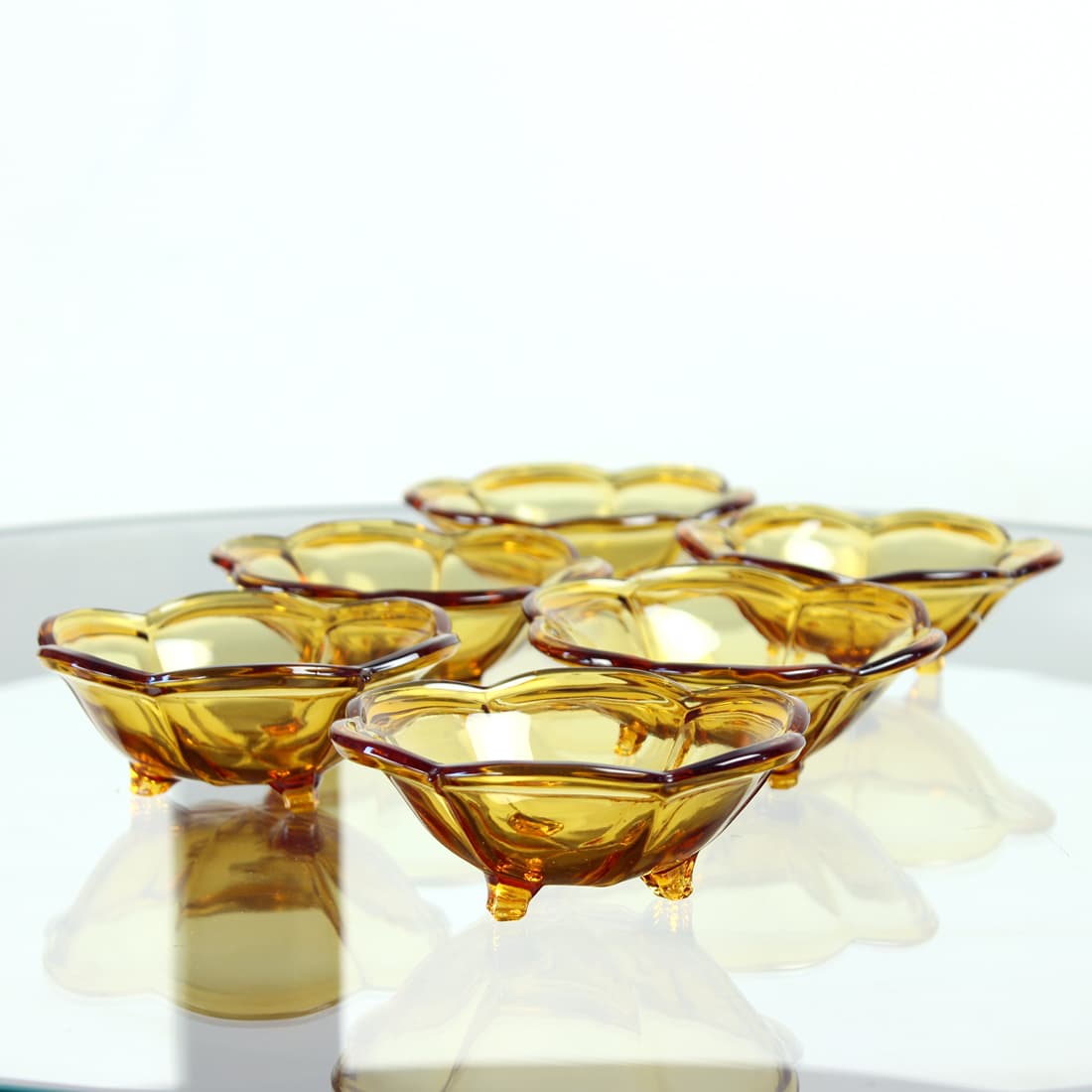 Set of bowls, amber, glass, Czechoslovakia, 1960s. - 91043