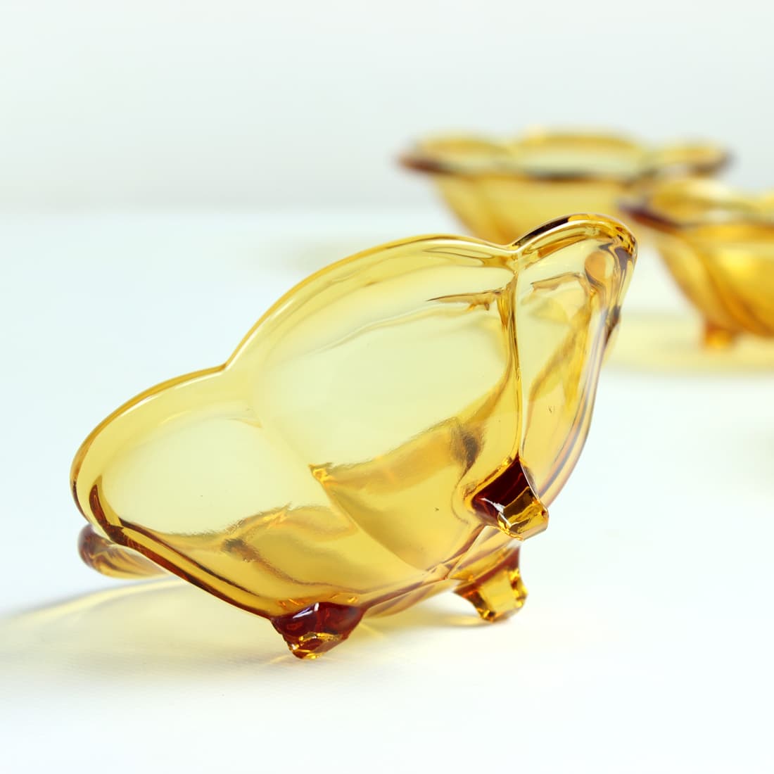 Set of bowls, amber, glass, Czechoslovakia, 1960s. - 91042