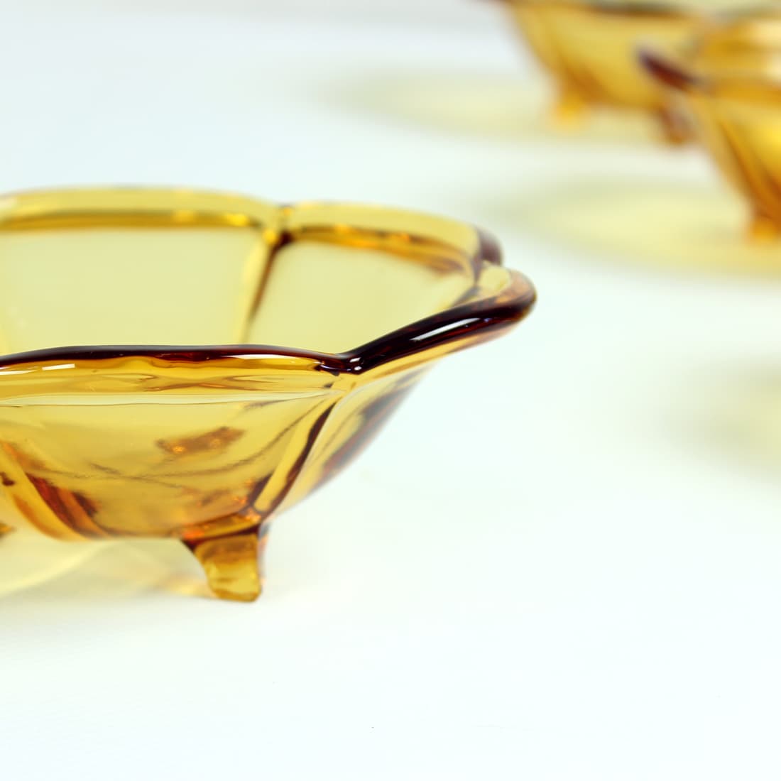 Set of bowls, amber, glass, Czechoslovakia, 1960s. - 91046