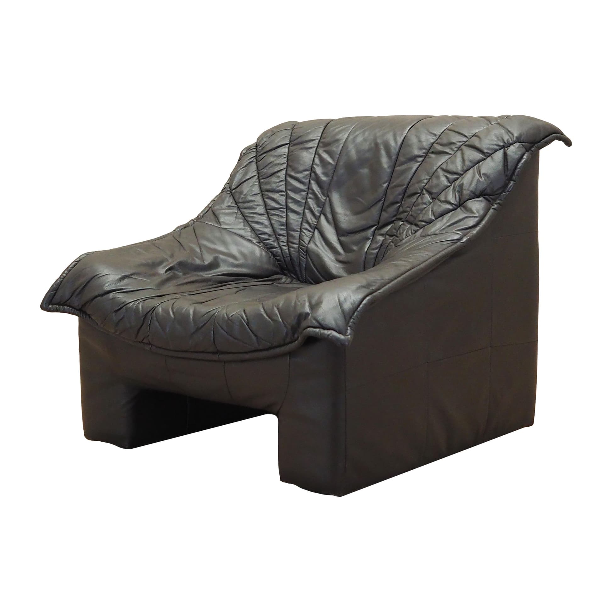 Armchair, dark brown natural leather, Italy, 1960s.