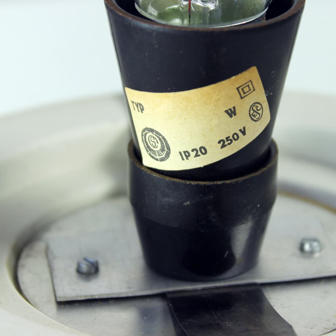 Lampa stołowa, ceramika brązowa, szkło białe, proj. I. Jakes, OPP Jihlava, Czechosłowacja, lata 60. - 91051