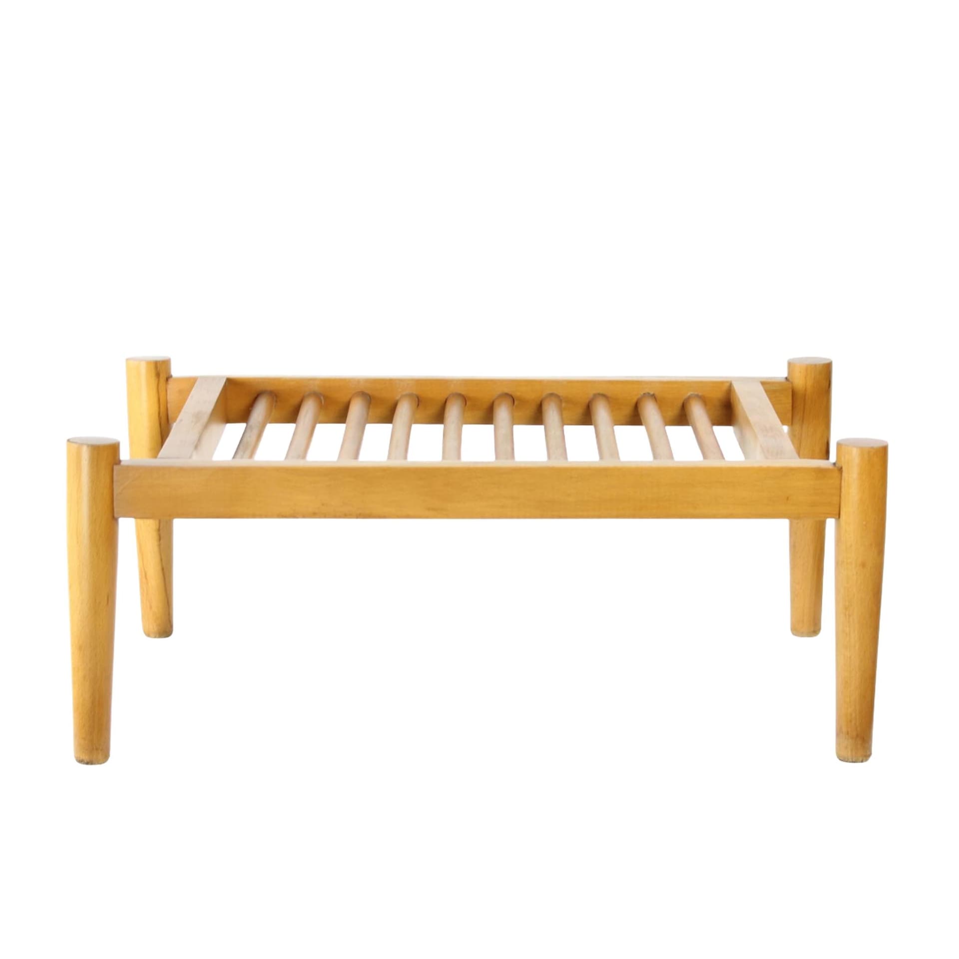 Plant stand, light brown oak, by F. Mezulanik, Czechoslovakia, 1960s.