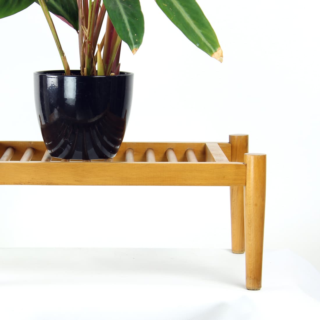 Plant stand, light brown oak, by F. Mezulanik, Czechoslovakia, 1960s. - 91096