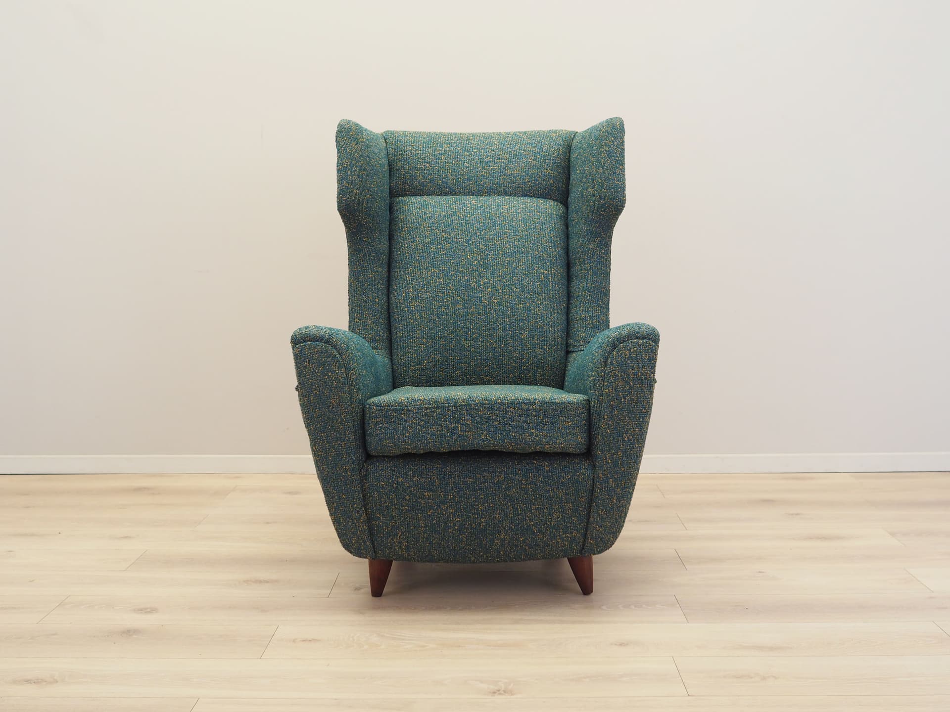 Lounge chair, green fabric, Italy, 1970s. - 78863