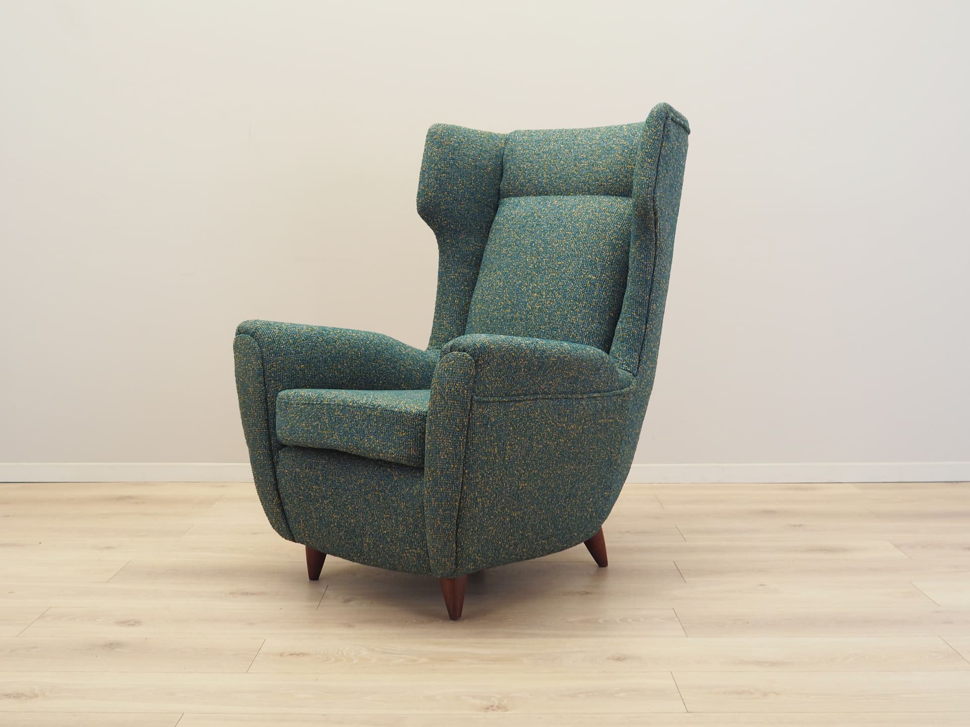 Lounge chair, green fabric, Italy, 1970s. - 78864
